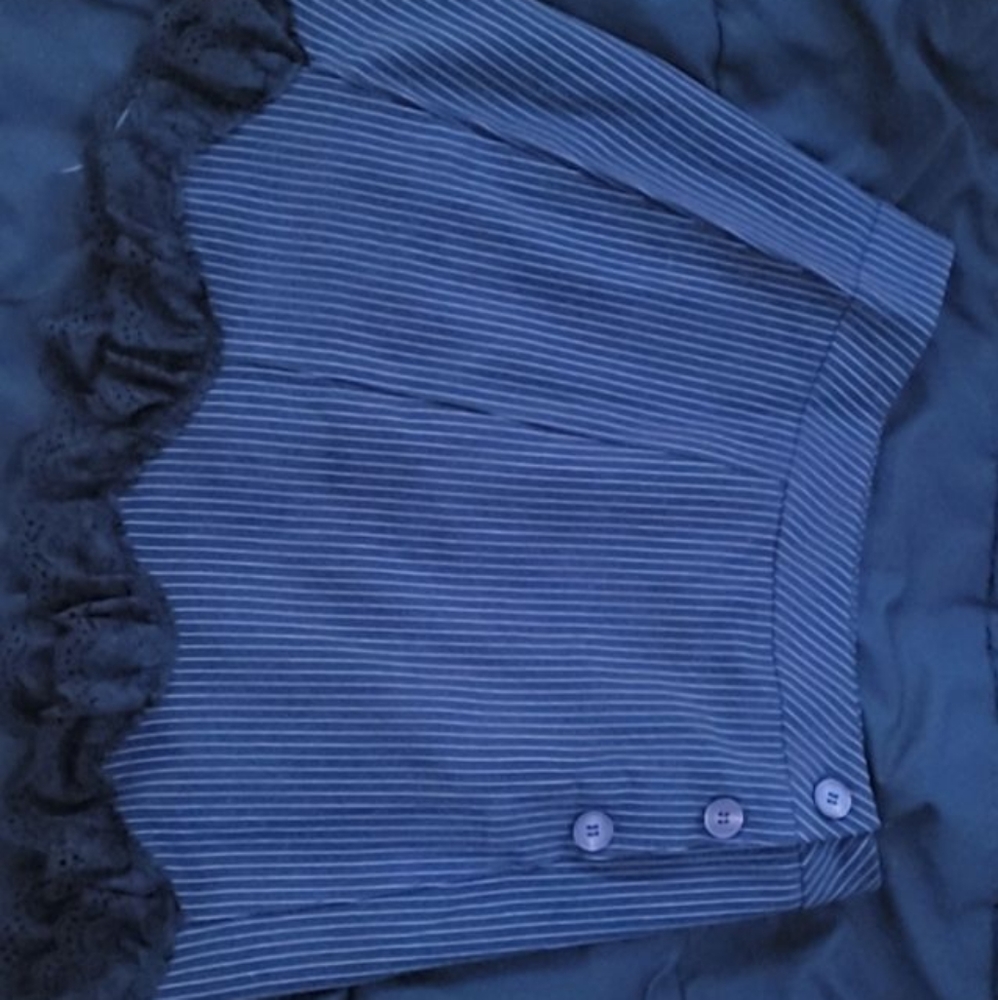 Striped lace trim Goth mini skirt